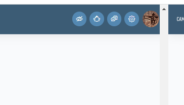 Barra superior do curso, com 5 icones: Visualização, Sino, Chat, Configurações e Foto perfil